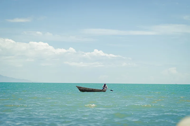 Lake Tanganyika and a boat near Bujumbura, Burundi